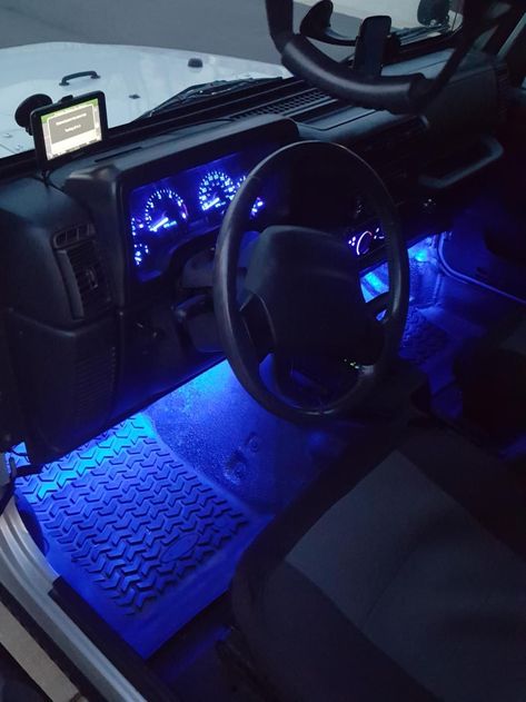 Axial Wrangler Flexible Blue LED Light Strips J102453 (87-14 Wrangler YJ, TJ, JK) - Free Shipping Modificaciones Jeep Xj, Blue Jeep Wrangler, Jeep Wrangler Interior, Wrangler Car, Auto Jeep, Jeep Interiors, Cj Jeep, Jeep Hair, Blue Jeep