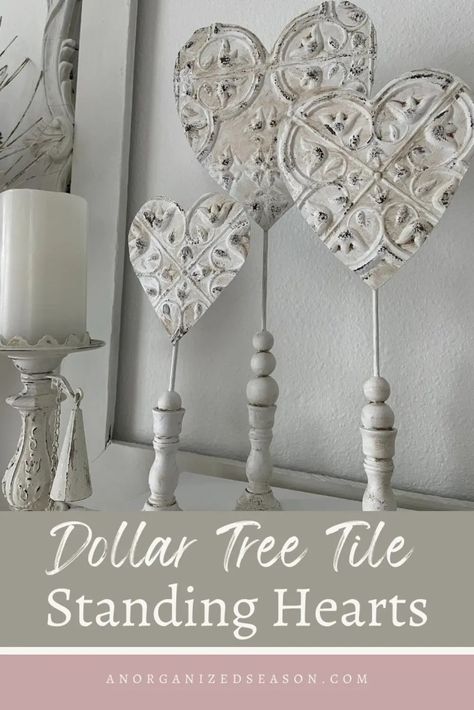 DIY Valentines Day Decor from Dollar Tree Wall Tiles Dollar Tree Wall Tiles, Dollar Tree Tiles, Vintage Tin Tiles, Sticky Tile, Valentine Craft Ideas, Heart Art Projects, Diy Holiday Decorations, Dollar Store Finds, Diy Valentine's Day Decorations