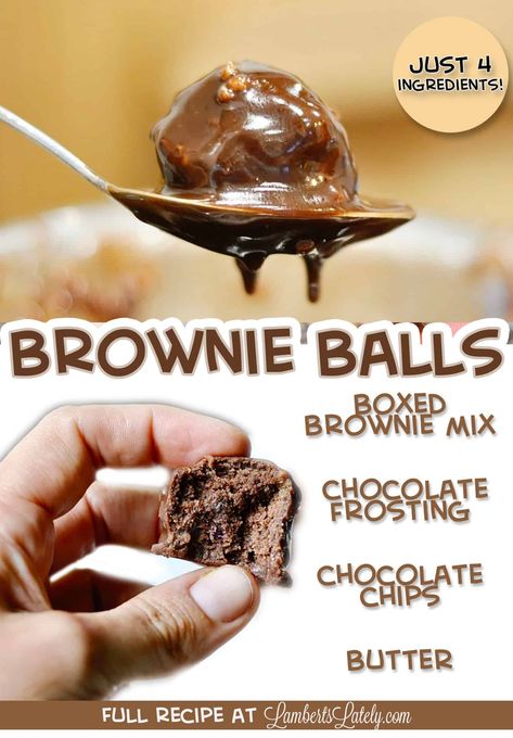 Brownie Balls are just like the cake pops you all know and love - just in a rich, chocolate form! These cake balls made with a simple brownie mix are so easy to make - just 4 ingredients in this recipe. Brownie Mix Cake Pops, Brownie Cake Balls Recipe, Brownie Cake Pops Easy, Brownie Balls From Mix Boxes, Brownie Cake Balls, Brownie Balls Recipe, Brownie Balls Easy, Brownie Cake Pops Recipe, Easy Cake Balls Recipe