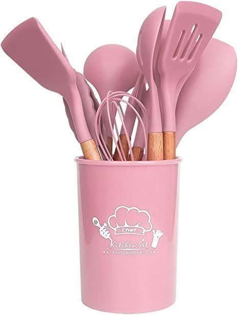 XWWDP Kitchen tools European style non-stick cookware silicone spatula 11 piece set with storage barrel high temperature resistant set (Color : A) Princess Home, Food Utensils, Silicone Utensils, Kitchen Essentials List, Non Stick Cookware, Crockery Design, Silicone Kitchenware, Ceramic Cookware Set, Kitchenware Set