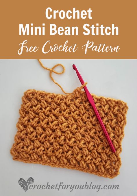 Mini Waffle Stitch Crochet, Crochet Mesh Stitches Patterns, Little Bean Crochet Stitch, Mini Bean Stitch Crochet Blanket, Mini Bean Crochet Stitch, Round Crochet Stitches, Mini Bean Stitch Crochet Baby Blanket, Crochet How To Decrease, Crochet Elizabeth Stitch