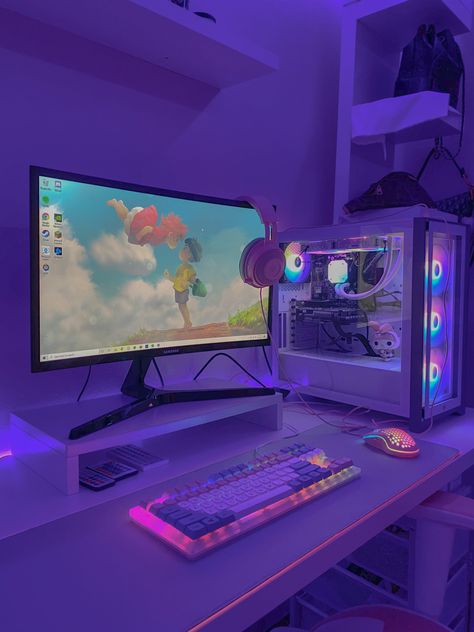 pc setup
gaming setup
aesthetic setup
pink setup Pc Set Up Ideas, Gaming Set Up, Pc Set Up, Dream Setup, Gaming Desk Setup, Setup Gamer, Gamer Setup, Otaku Room, Gamer Room Decor