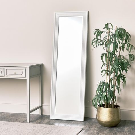 Product reviews: Tall White Full Length Mirror 52 x 160cm Grey Full Length Mirror, White Full Length Mirror, Green White Bedroom, Large Bedroom Mirror, Flamingo Room, Green And White Bedroom, White Wall Mirror, Pink Bedroom Furniture, Beaded Edging