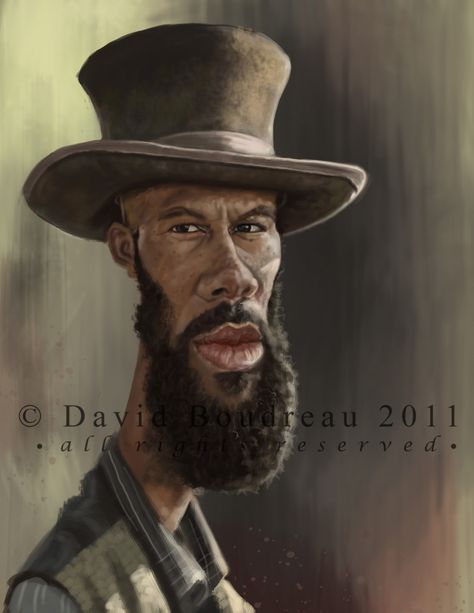 Common, playing Elam Ferguson in Hell on Wheels, by David Boudreau David Boudreau, Anson Mount, Mens Beard, Create A Comic, Caricature Sketch, Caricature Art, Hell On Wheels, Funny Cartoon Pictures, Great Works Of Art