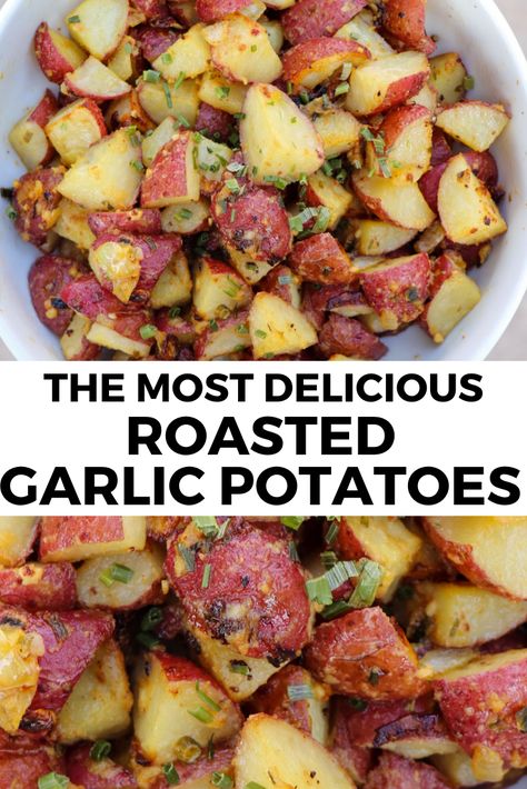 These roasted garlic potatoes are beyond delicious and so easy! Plus, this recipe is completely dairy-free. #vegan #veganrecipes #plantbased #plantbasedrecipes #sixvegansisters Potato Side Dishes Dairy Free, Dairy Free Potatoes Recipes, Non Dairy Potato Recipes, Gluten And Dairy Free Sides Dishes, Gluten Free Dairy Free Potato Recipes, Dairy Free Potato Recipes, Dairy Free Potatoes, Potato Foods, Unconventional Thanksgiving