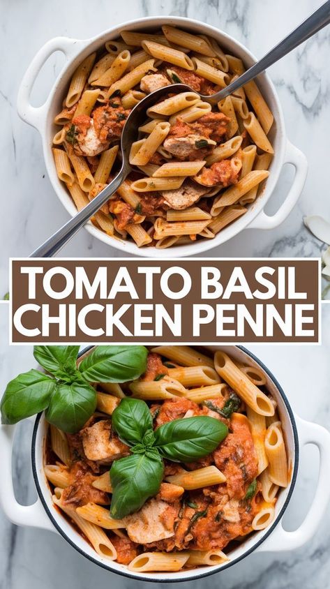 Creamy Tomato Basil Chicken Penne: A Crockpot Favorite for Healthy Summer Meals Creamy Tomato Basil Chicken, Healthy Summer Meals, Quick Delicious Dinner, Tomato Basil Chicken, Chicken Tomato, Chicken Penne, Delicious Dinner Ideas, Basil Chicken, Crock Pot Chicken