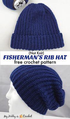 My Hobby Is Crochet: Fisherman's Rib Crochet Hat - Free Crochet Pattern Men Crotchet, Mens Beanie Crochet Pattern, Crochet Slouchy Beanie Pattern, Slouchy Beanie Pattern, Fisherman's Rib, Beanie Pattern Free, Crochet Beanie Pattern Free, Crochet Slouchy Beanie, Ribbed Crochet