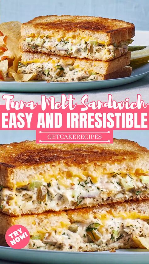 Tuna Melt Sandwich - Easy and Irresistible | getcakerecipes Easy Tuna Melt, Comfort Foods Dinners, Recipe Ideas For Dinner, Tuna Melt Sandwich, Sandwich Easy, Tuna Melt Recipe, Foods Dinner, Grilled Tuna, Tuna Melt