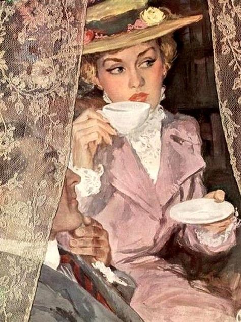 Coby Whitmore, 수채화 그림, Pulp Art, Tea Art, Poster Vintage, Coffee Art, Retro Art, 그림 그리기, Vintage Images