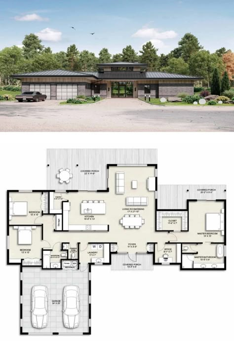 Floor Plan For 3 Bedroom Home, 3bedroom Floor Plan, Large 3 Bedroom House Plans, Modern One Floor House, 3bedroom House Plan, 3 Bedroom One Story House Plans, 3 Bedroom 2 Bath House Plans Open Floor, Three Bedroom House Plans Modern, 3 Bedroom House Plans Modern