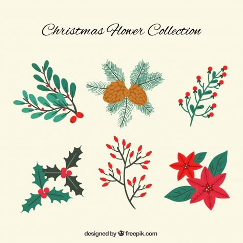 Christmas Flower Illustration, Christmas Flower Pattern, Christmas Flowers Illustration, Christmas Flower Drawing, Mistletoe Drawing, Icon Doodles, Christmas Flower Cards, Painted Window Art, Winter Christmas Scenes