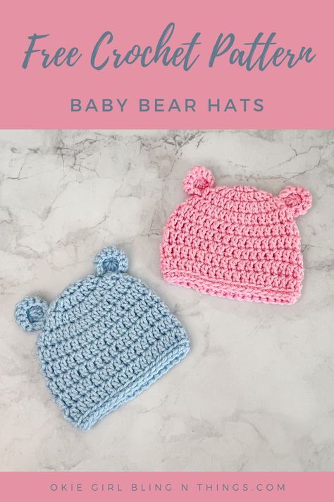 Baby bear Hat Crochet Pattern in 5 different sizes! All the way from Preemie to 12 months! Plus, the pattern is absolutely FREE! . . . #freecrochetpattern #babycrochetpattern #babyhat #crochetbabyhat Free Crochet Pattern Newborn Hat, Baby Hat Patterns Crochet Free, Crochet Newborn Bear Hat Free Pattern, Preemie Crochet Hat Pattern, Crochet Hat 12 Months, Crochet Free Pattern Baby Hat, Crochet Baby Hat For Beginners, Free Crochet Baby Beenies, Crochet Baby Beanie Hat