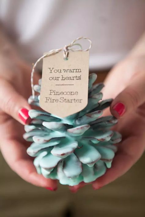 Joululahjat Diy, Pinecone Fire Starters, Hantverk Diy, Winter Wedding Favors, Soya Mumu, Diy Pinecone, Winter Wedding Decorations, Cones Crafts, Fire Starter