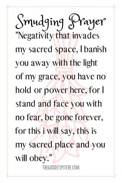 The term smudging refers to burning herbs and plants. The idea is that the smoke from the herbs and plants attaches itself to negative energy. As the smoke clears it takes the negative energy with it, releasing it into another space where it will be regenerated into positive energy. READ MORE BY CLICKING THE IMAGE!!! Smudging Prayer Cleansing, Cleansing Chant, Burning Palo Santo, Burning Herbs, Cleanse Energy, Smudging Prayer, Archangel Prayers, Herbs And Plants, Witch Tips