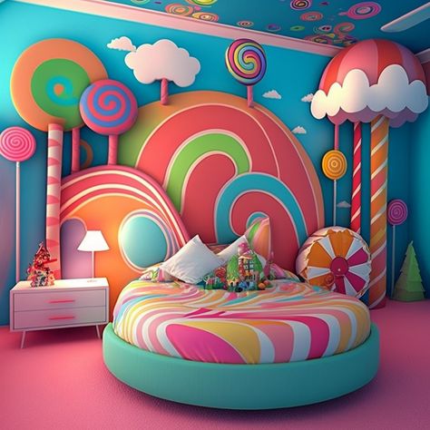 Candy Bedroom Theme, Candy Themed Room, Christmas Bedroom Decor Cozy, Cloud Lamps, Candy Furniture, Candy Themed Bedroom, Unique Furniture Ideas, Sofa Design Living Rooms, Candy Room