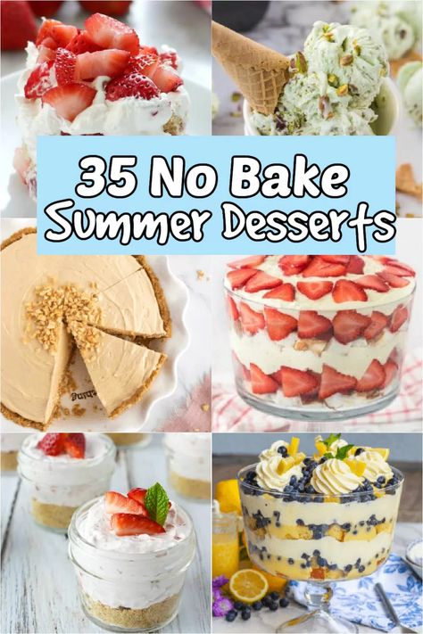 Cold Deserts Recipes No Bake, Cool Deserts For Summer, Easy Summer No Bake Desserts, Easy Beach Desserts, Refreshing Summer Desserts Easy, Hot Day Desserts, Summer Side Dishes Dessert, No Bake Summer Desserts For A Crowd, Summer Birthday Dessert Ideas