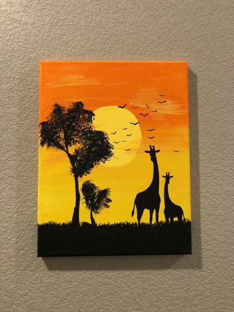 DIY Painting Wildlife Paintings Landscapes, Plywood Painting Art, Painting Class Ideas, Beginner Acrylic Painting Ideas, Forest Animal Painting, Good Paintings, Plywood Painting, Class Painting, Diy Canvas Art Easy