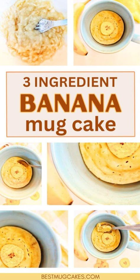 3-Ingredient Banana Mug Cake (Microwave Banana Bread) Banana Mug Cake Gluten Free, Keto Banana Mug Cake, Ww Banana Mug Cake, Recipes Using One Ripe Banana, Banana Muffin In A Mug, 2 Ingredient Banana Recipes, Weight Watchers 3 2 1 Mug Cake, Microwave Banana Muffin, Banana Cake In A Cup