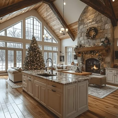 Must Have Home Features, Hearth Room Off Kitchen With Fireplace, House Finishing Ideas, Tennessee Houses, Kitchen With Fireplace, Manifesting Magic, Granny Pod, Cobble Stone, Country Cottage Farmhouse