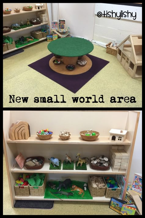 New small world area and the cable reel. Small World Area, Classroom Areas, Reception Classroom, Reggio Emilia Classroom, Reception Class, Reggio Inspired Classrooms, Eyfs Classroom, Reggio Classroom, Early Years Classroom