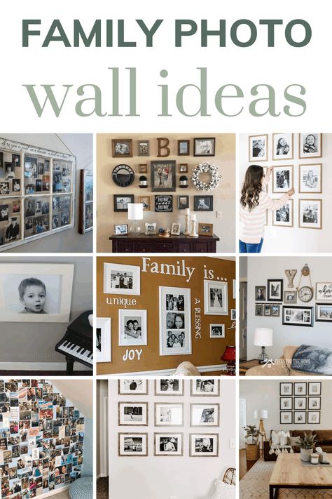 Check out this post for more inspiration on how to display family photos in your home, like in the hallway, living rooms and on your stairs! #familyphotos #gallerywall #inspiration #DIY Picture Wall Ideas Apartment, Family Photo Wall Ideas, Modern Farmhouse Gallery Wall, Family Tree Album, Hanging Family Photos, Photo Wall Ideas, Family Photo Gallery Wall, Milk Can Decor, Decorate House