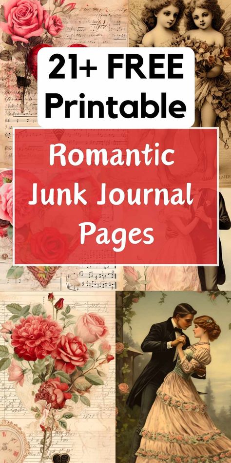 Embrace creativity with 21+ FREE Printable Love Junk Journal Pages! Dive into a world of romantic and whimsical designs perfect for expressing your heartfelt sentiments. Whether you're a seasoned journal enthusiast or new to the craft, these free printable Valentine's Day junk journal pages offer a charming way to capture your love stories and memories. #FreePrintableJournalPages #LoveJunkJournal #ValentinesDayJournal #CreativeJournaling" Love Junk Journal, Vintage Valentine Printables Free, Free Victorian Printables, Junk Journal Freebies, Valentine Junk Journal Ideas, Heart Images Romantic, Free Shabby Chic Printables, Design Paper Printable Free Prints, Free Vintage Valentines Printables