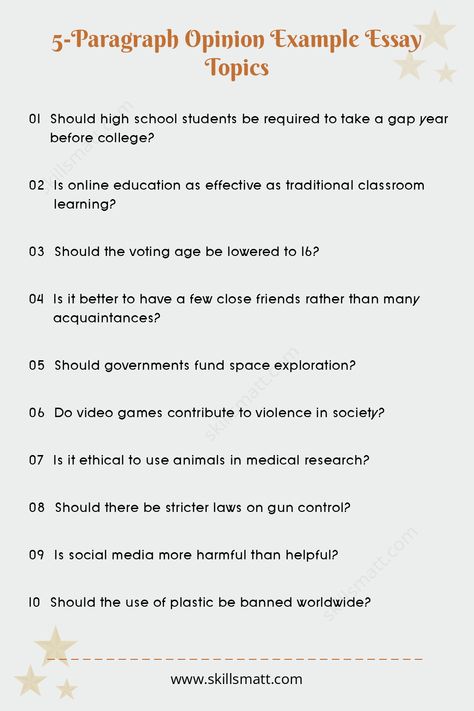 Explore diverse 5-paragraph opinion essay topics to inspire your next writing task.,
Need help with your essays/ paper? I offer professional writing services to boost your success. Visit our website for personalized assistance! Topics For Paragraph Writing, Writing Tips Essay, Opinion Essay Examples, Opinion Essay Topics, Expository Essay Topics, Easy Essay, Personal Statement Examples, College Essay Examples, Opinion Writing Prompts