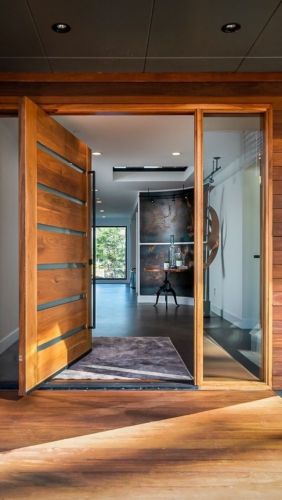 Midcentury Modern Double Front Door, Mid Century Doors Entrance, Mid Century Modern Front Doors, Midcentury Interior Doors, Modern Front Doors With Glass Panels, Mcm Front Door, Modern Wood Front Door, Mid Century Modern Interior Doors, Front Door With Windows