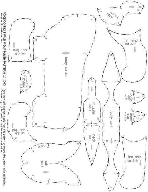 Wild Wolf plush pattern by Voodoo-Tiki on DeviantArt Wolf Plush Pattern, Wolf Stuffed Animal, Thesis Inspiration, Plush Ideas, Wolf Plush, Bear Patterns Free, Teddy Bear Sewing Pattern, Soft Toy Patterns, Animal Sewing Patterns