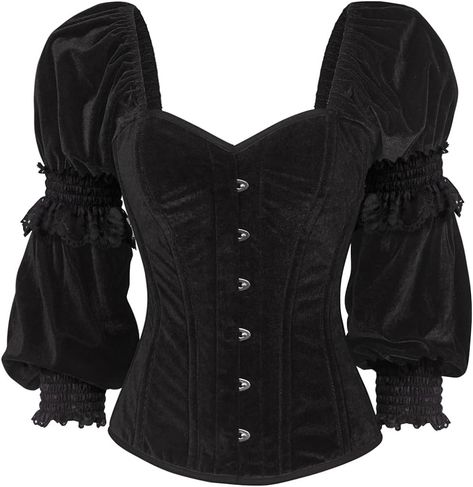 Daisy corsets Womens Top Drawer Black Velvet Steel Boned Long Sleeve Corset, Black, 3X : Amazon.co.uk: Fashion Maroon Corset, Long Sleeve Corset, Corsets Vintage, Green Corset, Velvet Corset, Corset Pattern, Blue Corset, Steampunk Corset, Steel Boned Corsets