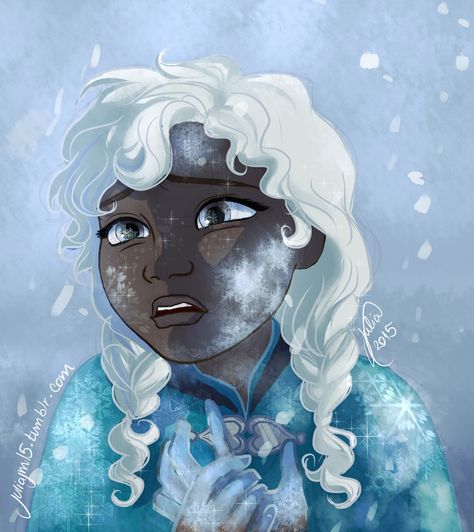 Juliajm15.tumblr.com Black Anna with a frozen heart by the creative Juliajm15 Bugs Bunny Drawing, Black Elsa, Black Disney Princess, Disney Divas, Frozen Dolls, Frozen Art, Disney Theory, Disney Version, Disney Fanart