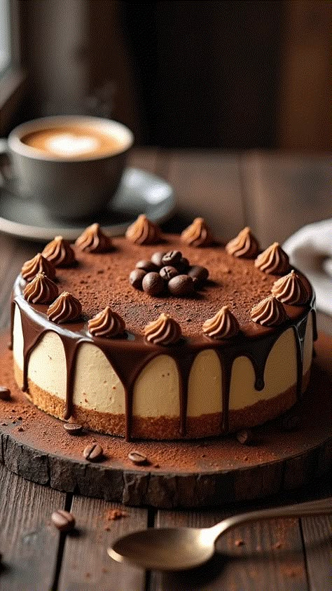 Coffee Cheesecake Recipe Irish Coffee Cheesecake, Peppermint Mocha Cheesecake, Chocolate Coffee Cheesecake, Coffee Cheesecake Recipes, Cheesecake Pots, Coffee Dessert Recipes, Espresso Cheesecake, Cheesecake Flavors, Mocha Cheesecake