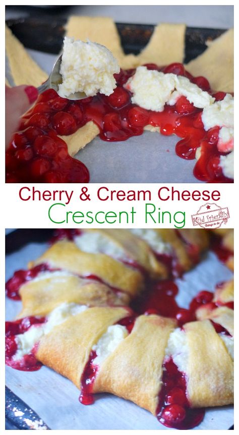 Crescent Roll Ring, Breakfast For Christmas Morning, Breakfast For Christmas, Cherry Danish, Crescent Roll Recipes Dessert, Using Cream Cheese, Crescent Roll Dessert, Cherry Cream Cheese, Cream Cheese Crescent Rolls