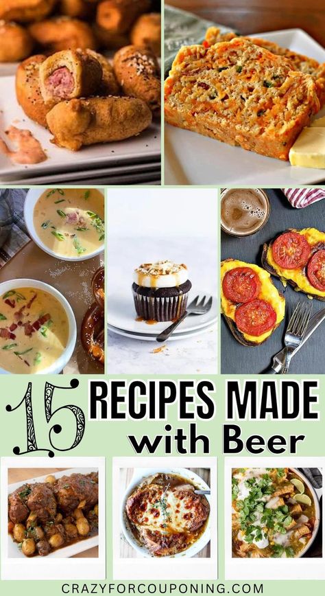 Elevate your taste buds with these 15 delectable recipes that incorporate the bold flavors of beer. From savory stews to mouthwatering desserts, these dishes will take your cooking game to a whole new level. Get ready to savor the rich and robust essence of beer in every bite. 🍻🍽️ #BeerRecipes #CookingWithBeer #FlavorfulCuisine #CheersToGoodFood" Beer Infused Food, Recipes With Beer In Them, Cooking With Beer Recipes, Guiness Beer Recipes, Recipes Using Beer, Beer Recipes Food, Recipes With Beer, Game Day Ideas, Mouthwatering Desserts