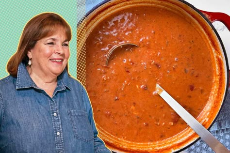 Ina Gartens Tomato Soup, Ina Garten Tomato Soup, Tomatoe Soup, Easy Tomato Soup Recipe, Ina Garden, Tuscan Bean Soup, Marcella Hazan, Tomato Soup Easy, Soups And Chowders