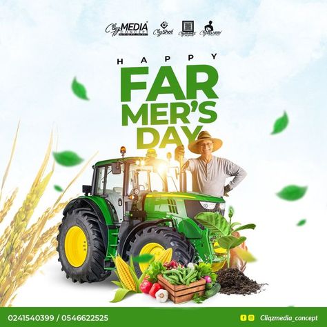 Farmers Day Poster Design, Farmers Day Poster, Happy Farmers Day, Farmer's Day, Farmers Day, Social Media Posters, Product Ads, Creative Banners, Flyer Design Inspiration