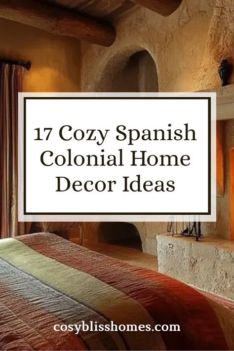 Cozy Spanish Colonial decor ideas featuring a scenic bedroom with rustic cantera stone fireplace and warm textiles for elegance. 1920s Spanish Colonial, Spanish Colonial Windows, Spanish Bungalow Bedroom, Spanish Style Bedroom Ideas, Traditional Spanish Interior, Old Spanish Aesthetic, Spanish Mediterranean Bedroom, Modern Spanish Bedroom, Spanish Revival Bedroom