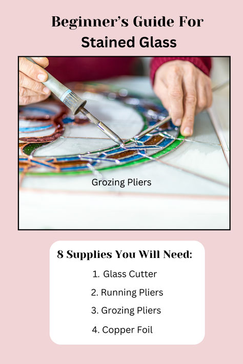 A guide on how to get started with stained glass art for beginners. The basics of understanding stained glass art and the supplies you will need. Stained Glass Art For Beginners, How To Start Stained Glass Art, Garden Stained Glass Art, Stained Glass For Beginners Tutorials, Stained Glass Window Patterns Free Printable, How To Make Stained Glass Art Diy, Stain Glass Beginner, Making Stained Glass Diy, Stainglass Ideas Beginner