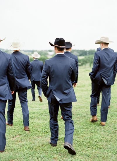 Cowboy groomsmen | Jen Dillender Cowboy Groomsmen, Groom Wedding Attire, Cowboy Wedding, Boda Mexicana, Wedding Groomsmen, Country Wedding Dresses, Country Weddings, Southern Weddings, Groomsmen Attire