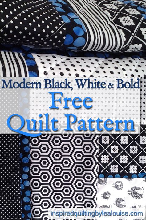 Black And White Quilts Patterns Free, Modern Quilt Patterns Free, Fat Quarter Quilt Pattern, Charm Square Quilt, Black And White Quilts, Modern Baby Quilt, Batik Quilts, Fat Quarter Quilt, Quilt Modernen