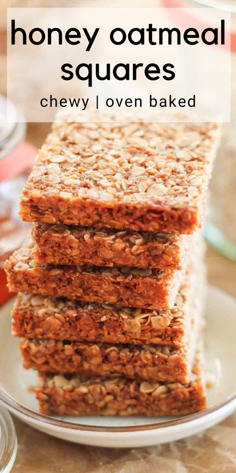 Honey Oatmeal Bars, Homemade Oatmeal Bars, Oatmeal Squares, No Bake Oatmeal Bars, Homemade Oatmeal, Oats And Honey, Lost 100 Pounds, Honey Oatmeal, Oatmeal Bars