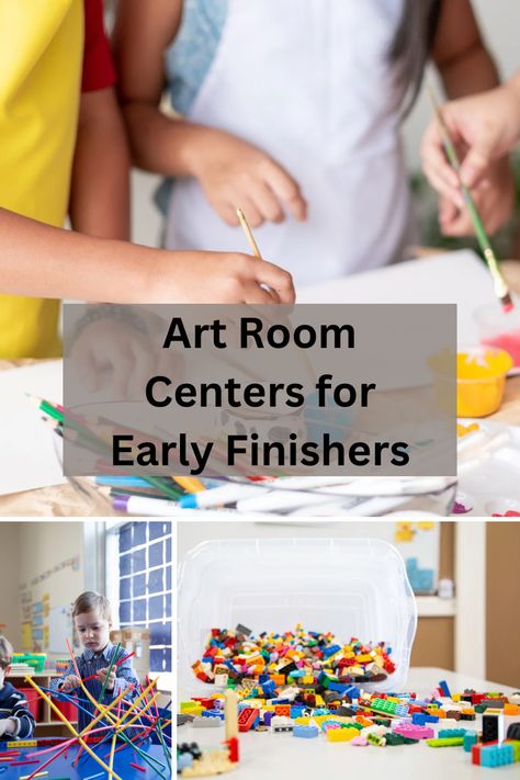 Our students have different paces when completing art. But what to do with those who are done early. Check out the fun, creative, and skill oriented centers to enrich your classroom curriculum. Art Room Early Finishers, Art Curriculum Planning Elementary, Art Centers For Kindergarten, Art Class Set Up, Art Class Centers, Art Centers For Elementary, Art Classroom Layout, Tab Art Room, Choice Based Art Room