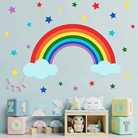 Playroom Door, Diy Art Wall, Rainbow And Clouds, Large Wall Stickers, Cloud Wall Decal, Baby Nursery Wall Decor, Wall Stickers For Kids, Space Themed Room, Door Living Room