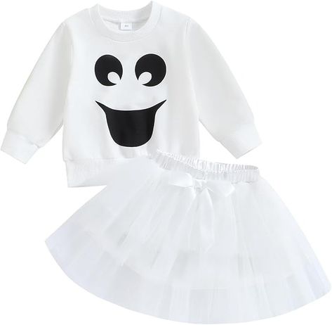 Amazon.com: Bonangber Baby Girl Halloween Outfit Baby Ghost Costume Grimace Print Sweatshirt with Tutu Skirt Halloween Costumes(A-White,18-24 Months) : Clothing, Shoes & Jewelry Girl Ghost Costume, Halloween Costumes Baby Girl, It Halloween Costumes, Baby Ghost Costume, Toddler Ghost Costume, Child Halloween Costumes, Baby Girl Halloween Costume, Halloween Costumes For Baby, Halloween Costumes For Babies