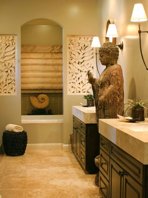 Zen Bathroom Decor, Zen Bathroom Design, Asian Bathroom, Asian Interior Design, Zen Bathroom, Themed Bathroom, Asian Interior, Eclectic Bathroom, Bed Platform