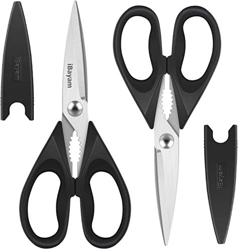 Kitchen Shears, iBayam Kitchen Scissors Heavy Duty Meat Scissors Poultry Shears, Dishwasher Safe Food Cooking Scissors All Purpose Stainless Steel Utility Scissors, 2-Pack, Black Black Kitchen Accessories, Kitchen Christmas Gifts, Kitchen Shears, Kitchen Utensil Set, Kitchen Scissors, Favorite Kitchen, Food Cooking, Stainless Steel Kitchen, Kitchen Items