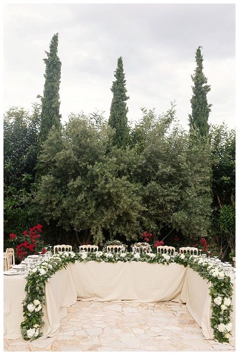 Greek Castle, Tuscany Wedding Theme, Head Table Wedding Decorations, Wedding Table Layouts, Head Table Backdrop, University Events, Head Table Decor, Head Table Wedding, Reception Table Decorations