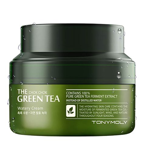 TONYMOLY The Chok Chok Green Tea Watery Moisture Cream | SkinStore Best Pore Minimizer, Green Tea Cream, Products For Glowing Skin, Cleanser Products, Skin Lightening Diy, Maybelline Baby Skin, Skincare Shopping, Lemon Seeds, Green Tea Lemon