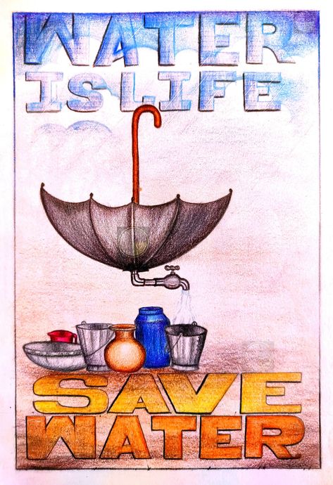 #save_water #savewater #socialissue #water_conversation #waterconservation #nift #nid #uceed #iicd #fddi #fashiondesigning #art #painting #drawing #sketching #colourshading #colouring#color #colour #colour_shading #colour_pencil #creative_image #meaningfull_image #deep_meaning_image #artwork #creative_artwork #shading Save Water Pencil Drawing, Save Water Poster Aesthetic, Save Earth Painting Easy, Water Conversation Poster, Save Water Poster Drawing With Slogan, Save Water Poster Creative Drawing, Save Water Drawing Creative, Water Security Project Cover Page Ideas, Save Water Drawing For Kids