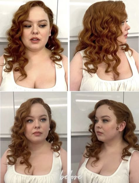 Pride And Prejudice Hair, Penelope Costume, Bridgerton Hairstyle, Bridgerton Behind The Scenes, Bridgerton Hair, Bridgerton Colin And Penelope, Bridgerton Bts, Kim Kassas, Bridgerton Tv Show